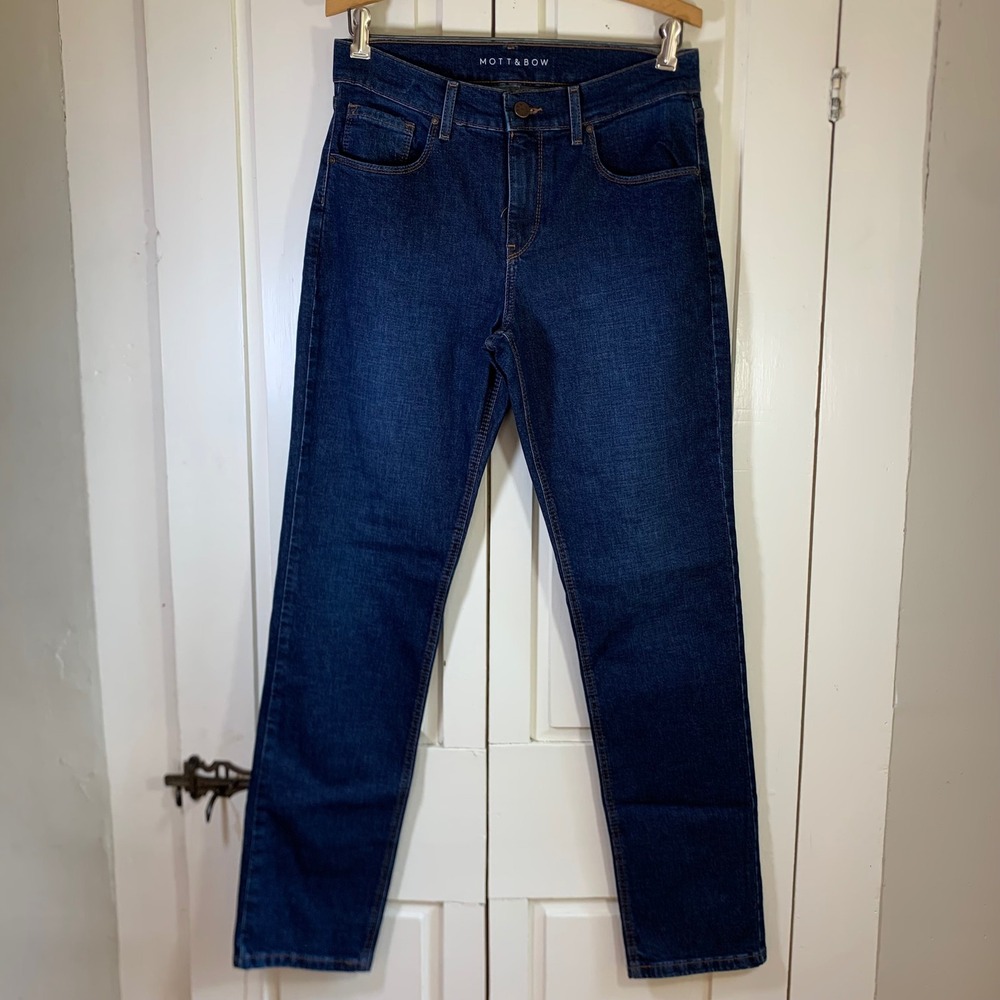 Mott & Bow Mens Ridge Slim Straight Dark Indigo Jeans 29x32 Stretch Denim